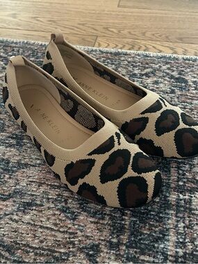 Anne Klein Leopard Knit Ballet Flats in Tan and Brown